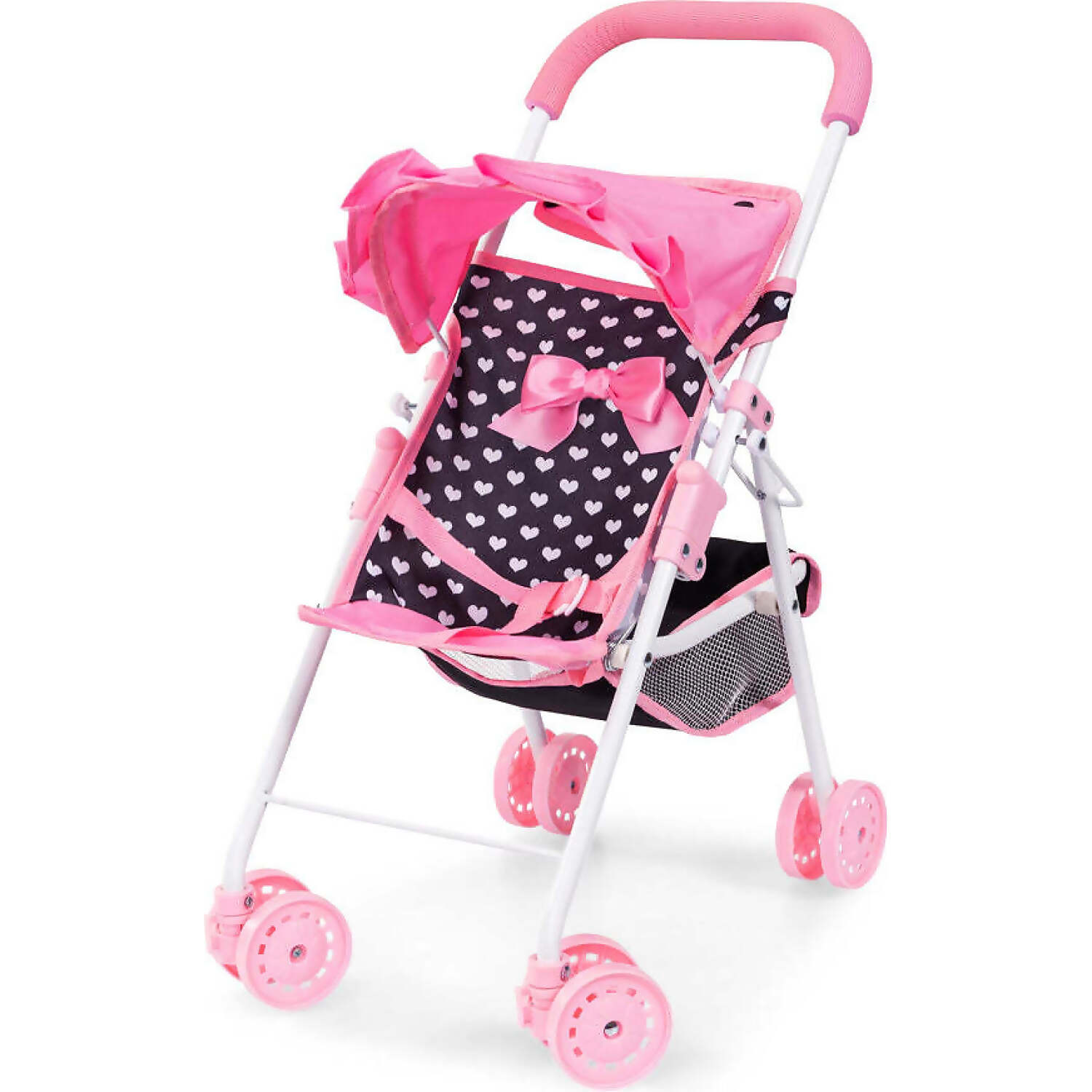 Bayer - Doll Buggy Pink And Black With Pink Bow