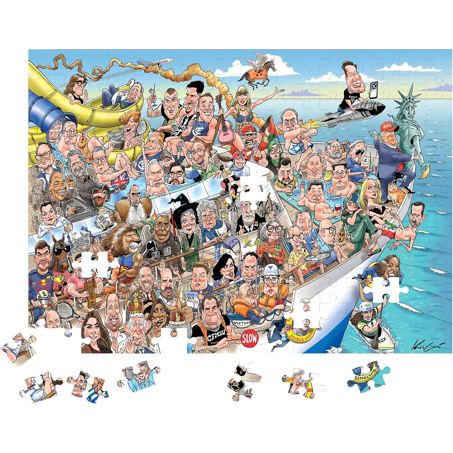 Kick Ass Games - Mark Knight's Celebrity Zoo No.2 1000 Piece 2-in1 Jigsaw Puzzle - Image 4