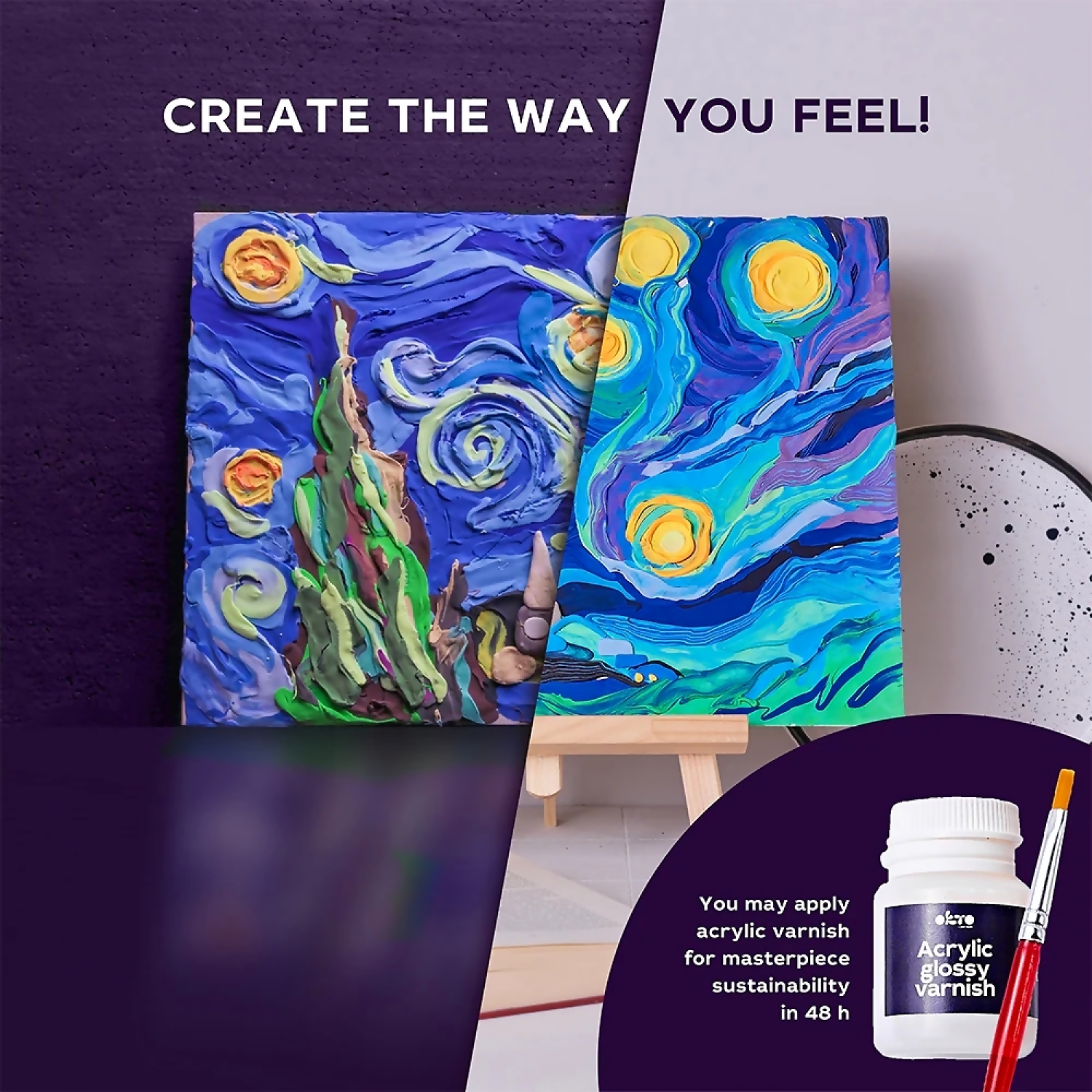 OKTO Sensory Art - DIY 3D Painting Creative Set Starry Night 30cm x 40cm - Image 7
