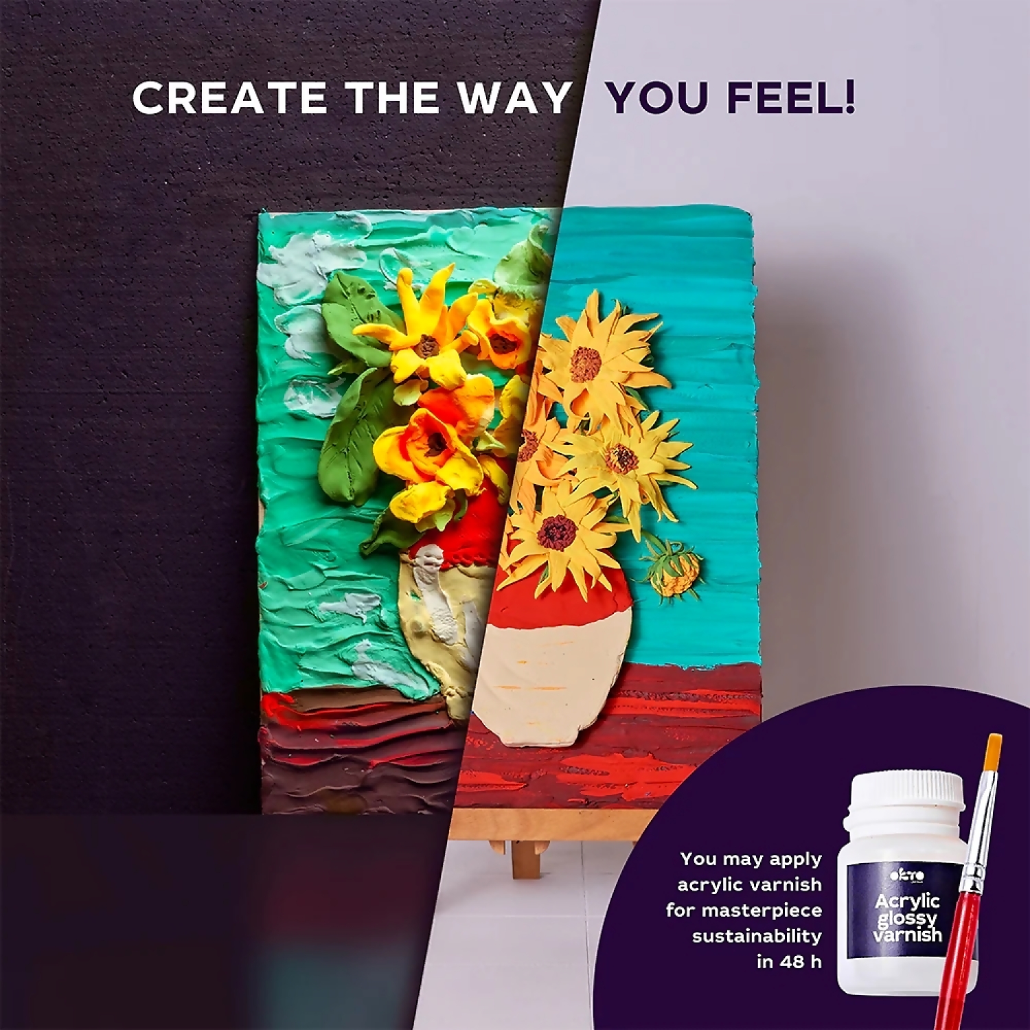 OKTO Sensory Art - DIY 3D Painting Creative Set Sunflowers 30cm x 40cm - Image 7