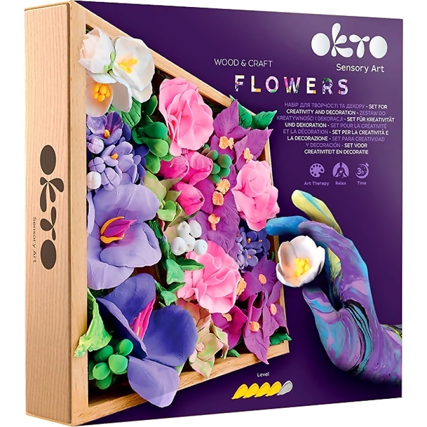 OKTO Sensory Art - Wood & Craft DIY 3D Flowers Inspiration 21cm x 21cm - Image 3