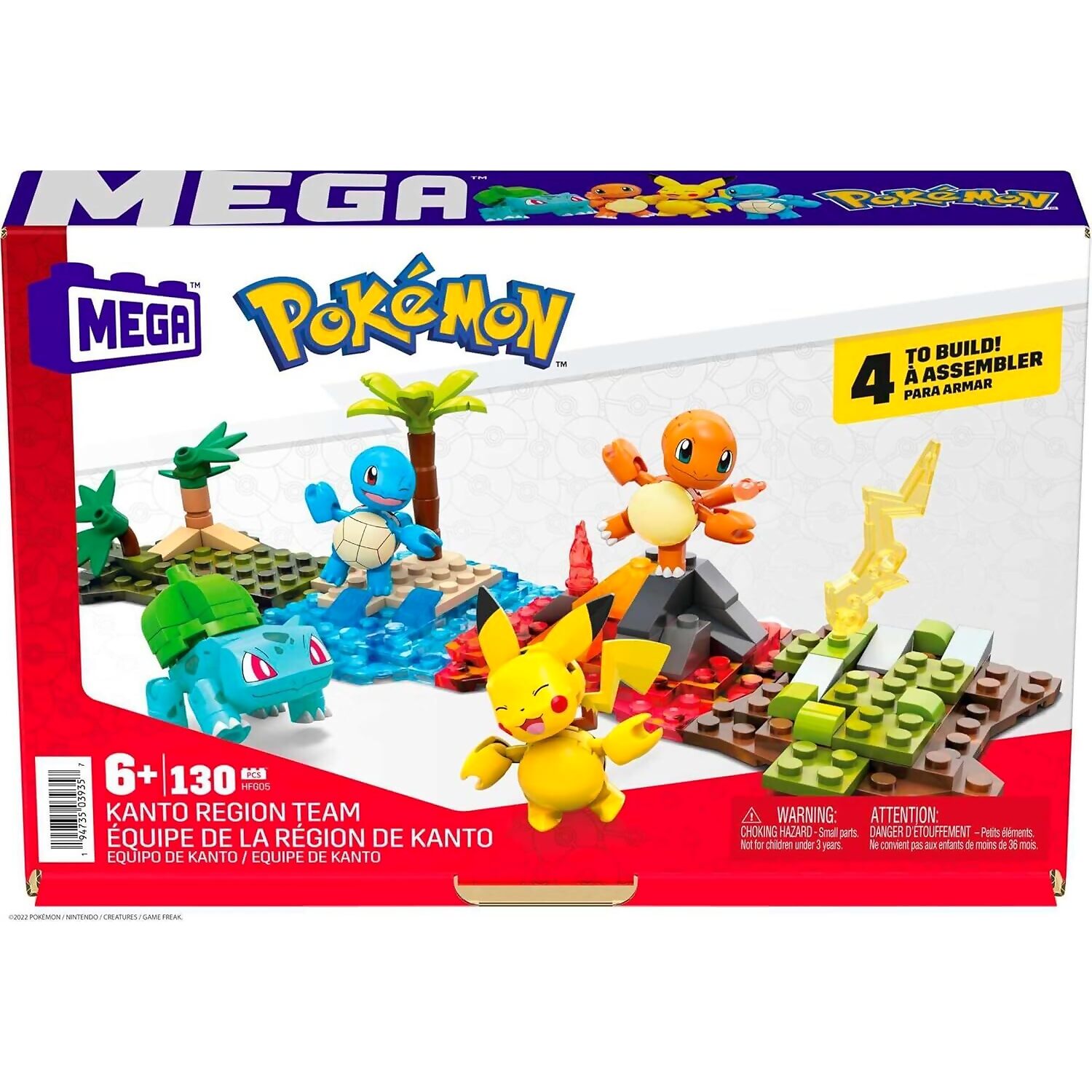 MEGA - Pokemon Building Toy Kit Kanto Region Team With 4 Figures 130 Pieces - Image 2
