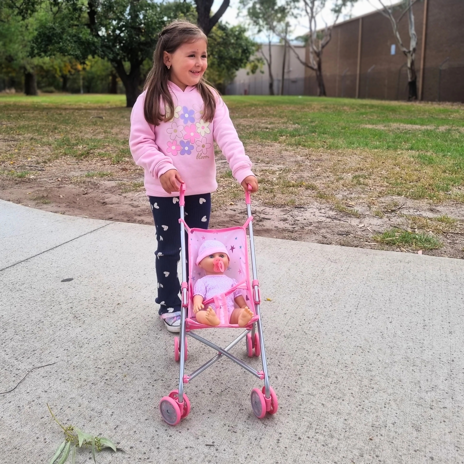 Playworld - Stars Doll Umbrella Stroller - Pink - Image 4