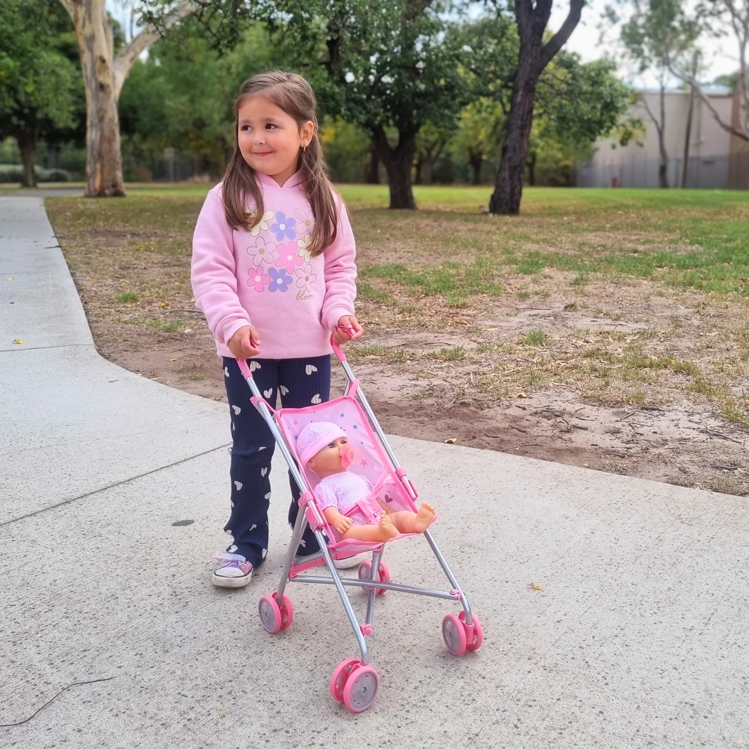 Playworld - Stars Doll Umbrella Stroller - Pink - Image 6