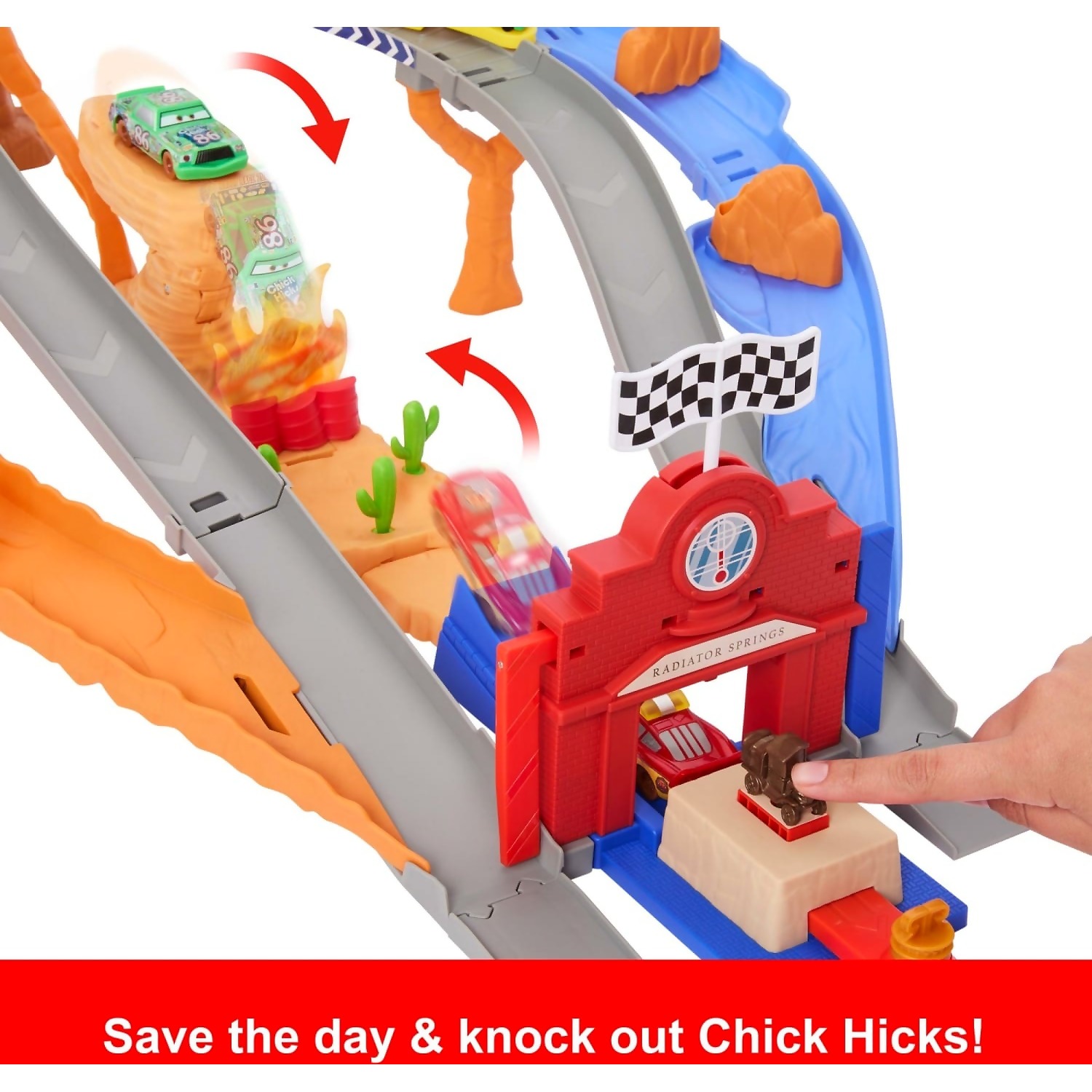 Disney Pixar - Cars Radiator Springs Race & Rescue Road Raceway Playset With 4 Toy Cars - Mattel - Image 5