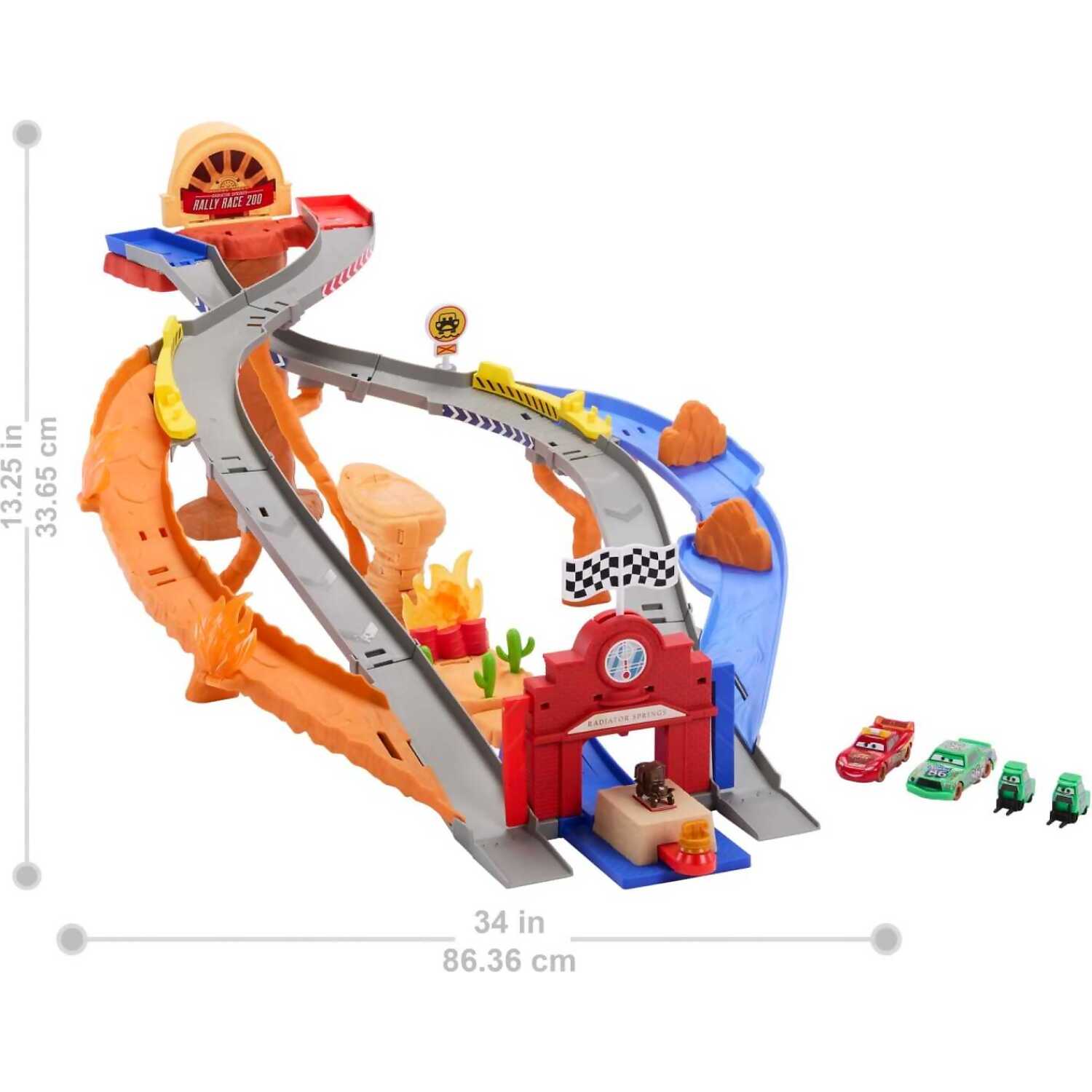 Disney Pixar - Cars Radiator Springs Race & Rescue Road Raceway Playset With 4 Toy Cars - Mattel - Image 6