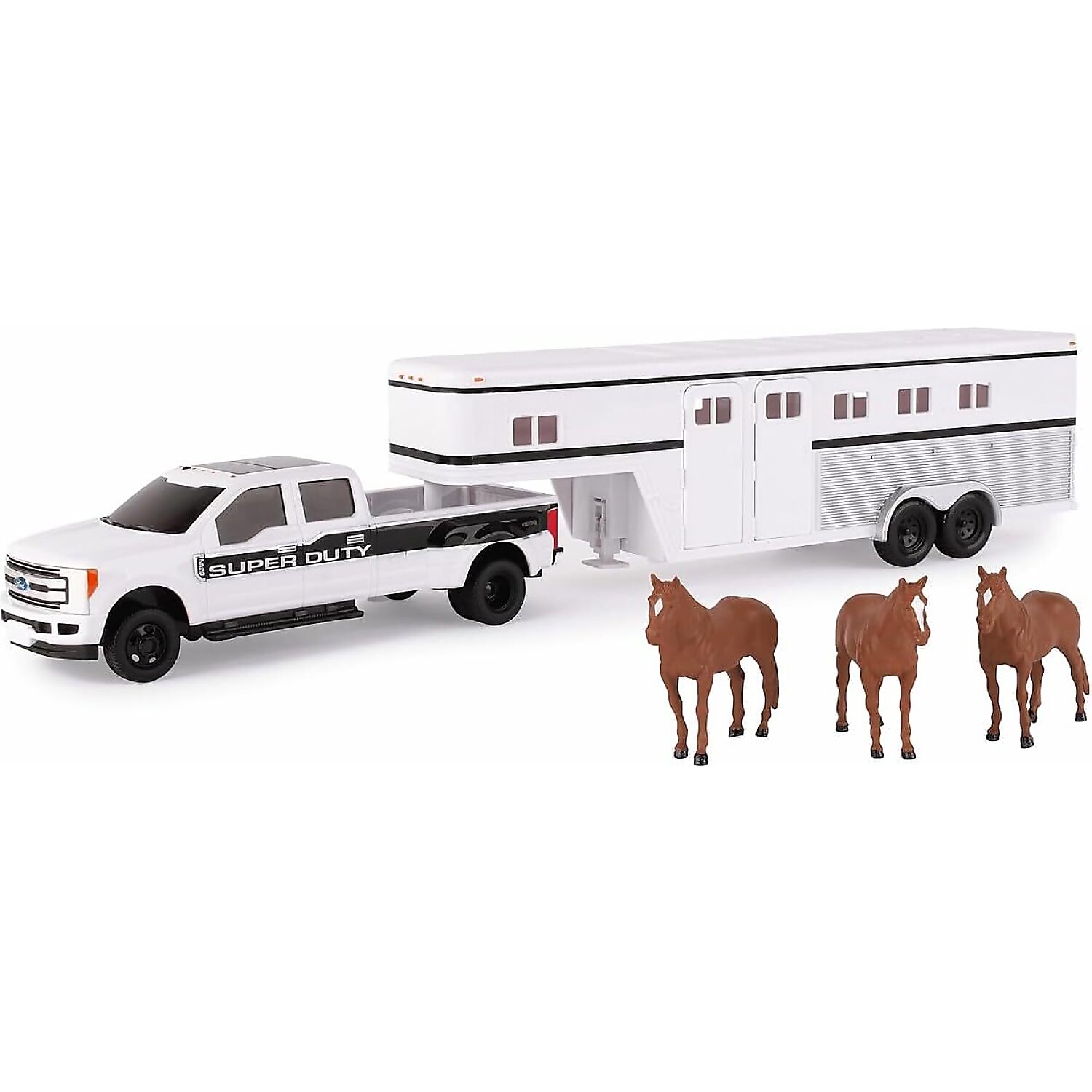 TOMY - Big Roads Ford F-350 Pickup Truck with Horse Trailer and Horses
