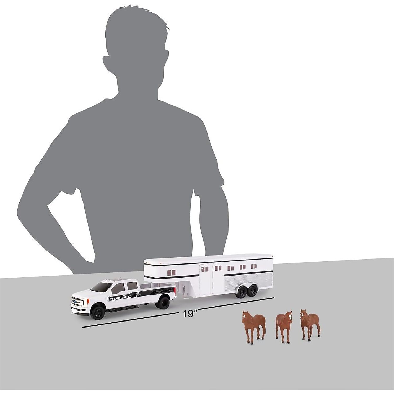 TOMY - Big Roads Ford F-350 Pickup Truck with Horse Trailer and Horses - Image 3