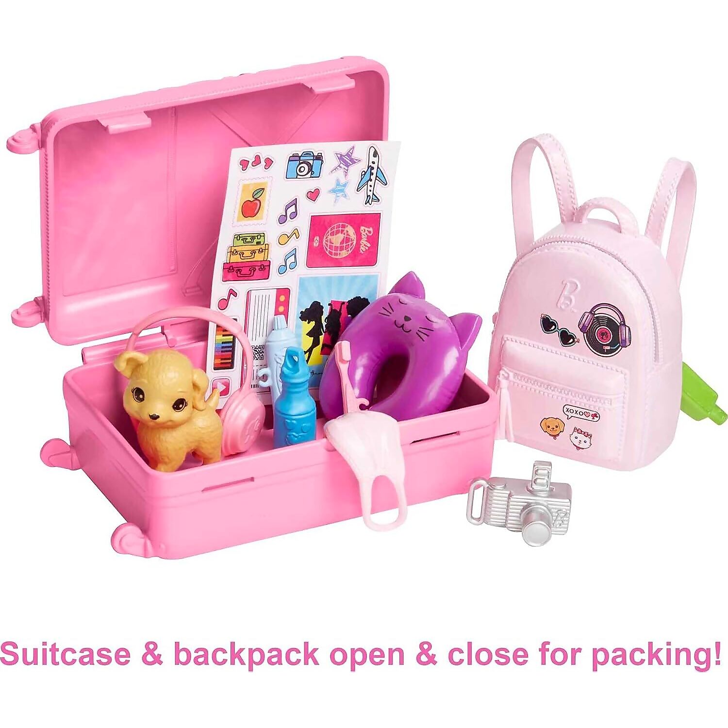 Barbie - Family & Friends Barbie Malibu Doll Travel Set with Puppy & Accessories - Mattel - Image 2