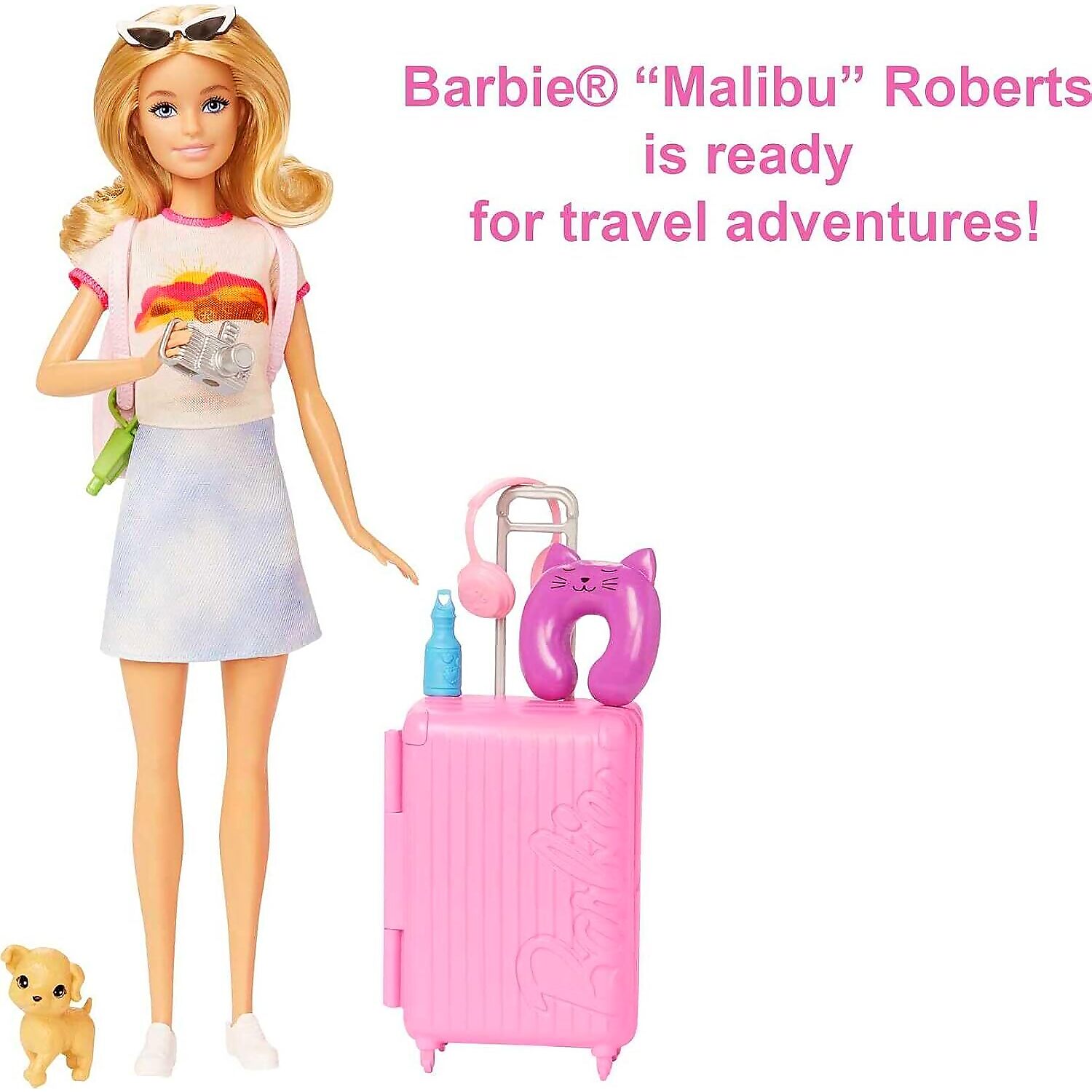 Barbie - Family & Friends Barbie Malibu Doll Travel Set with Puppy & Accessories - Mattel - Image 6