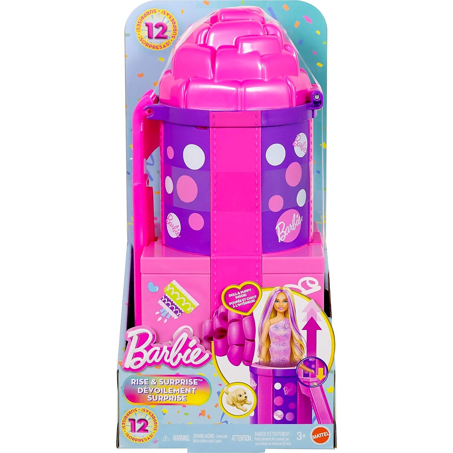 Barbie - Rise & Surprise Pet Birthday Series Doll & Accessories with Slide & Surprises - Mattel