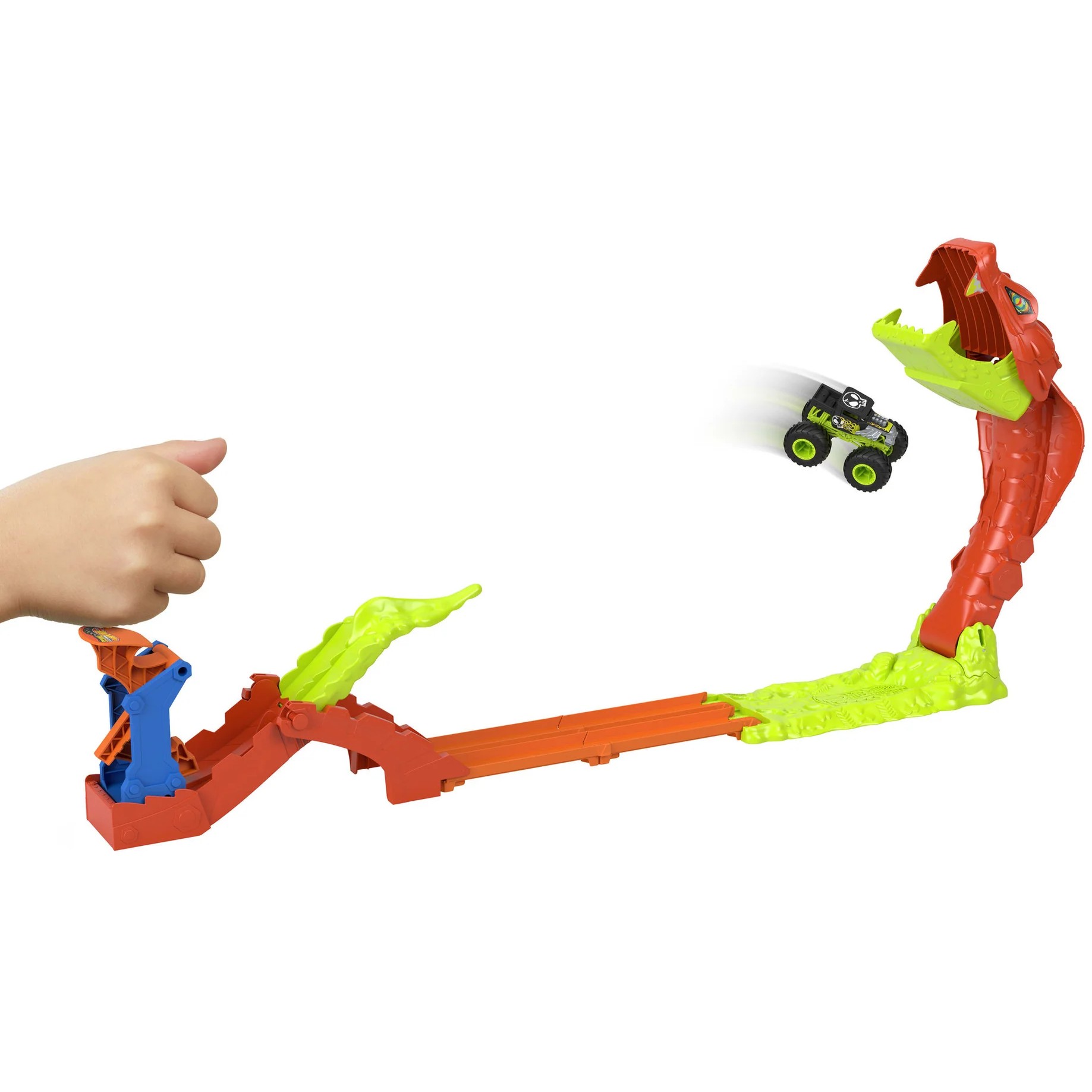 Hot Wheels - Monster Trucks Snake Slam Takedown Track Set with 1:64 Bone Shaker - Mattel - Image 2
