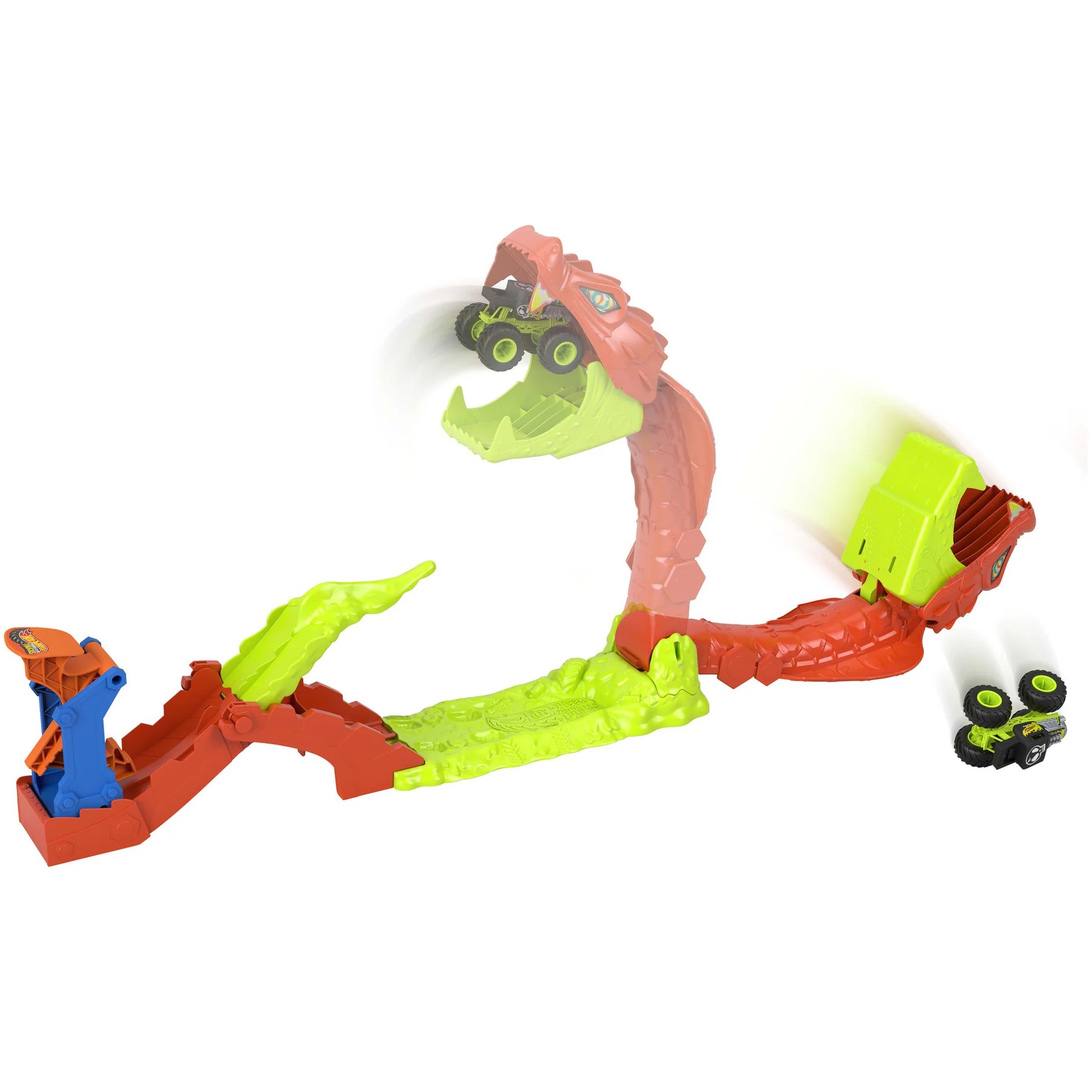 Hot Wheels - Monster Trucks Snake Slam Takedown Track Set with 1:64 Bone Shaker - Mattel - Image 4
