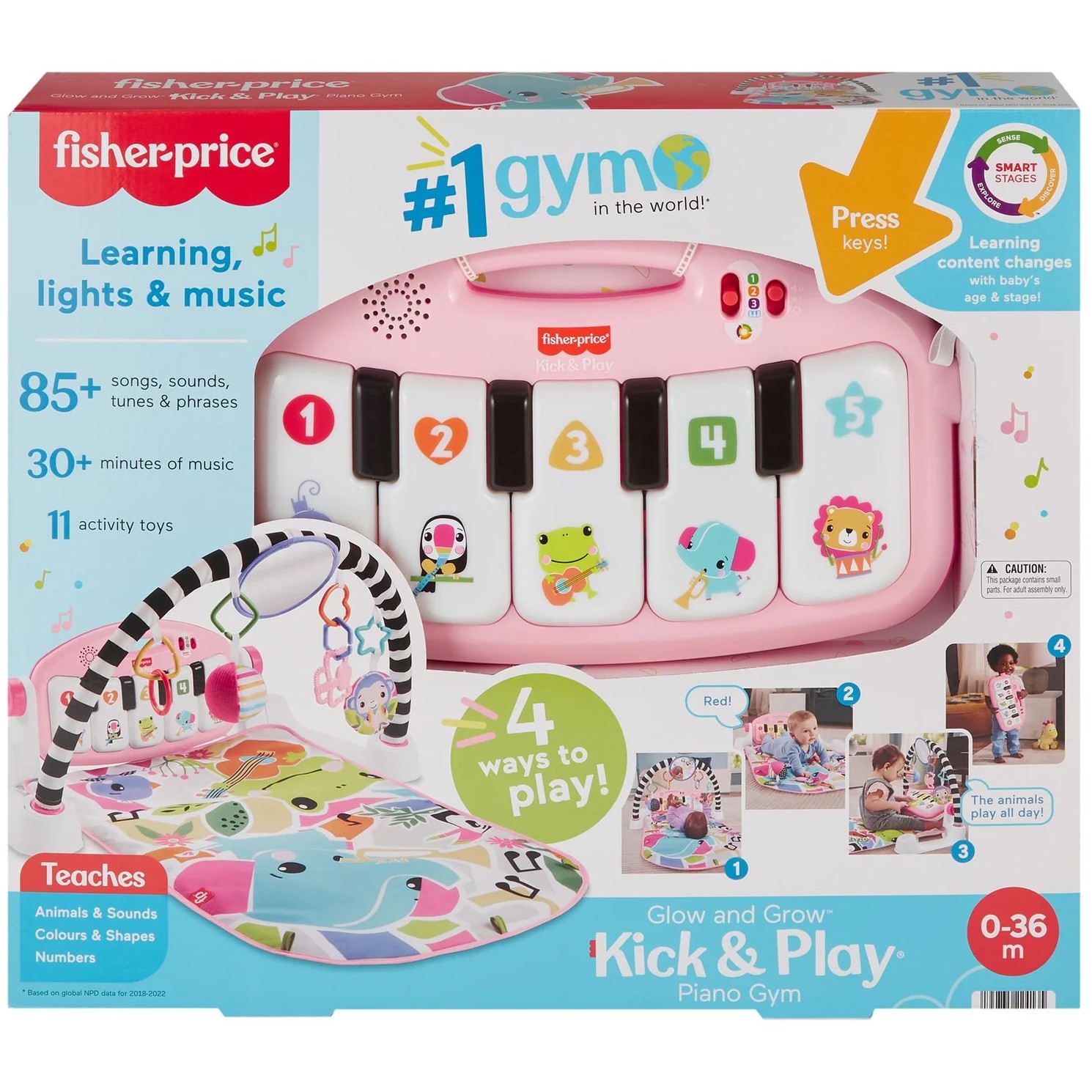 Fisher-Price - Glow And Grow Kick & Play Piano Gym - Pink