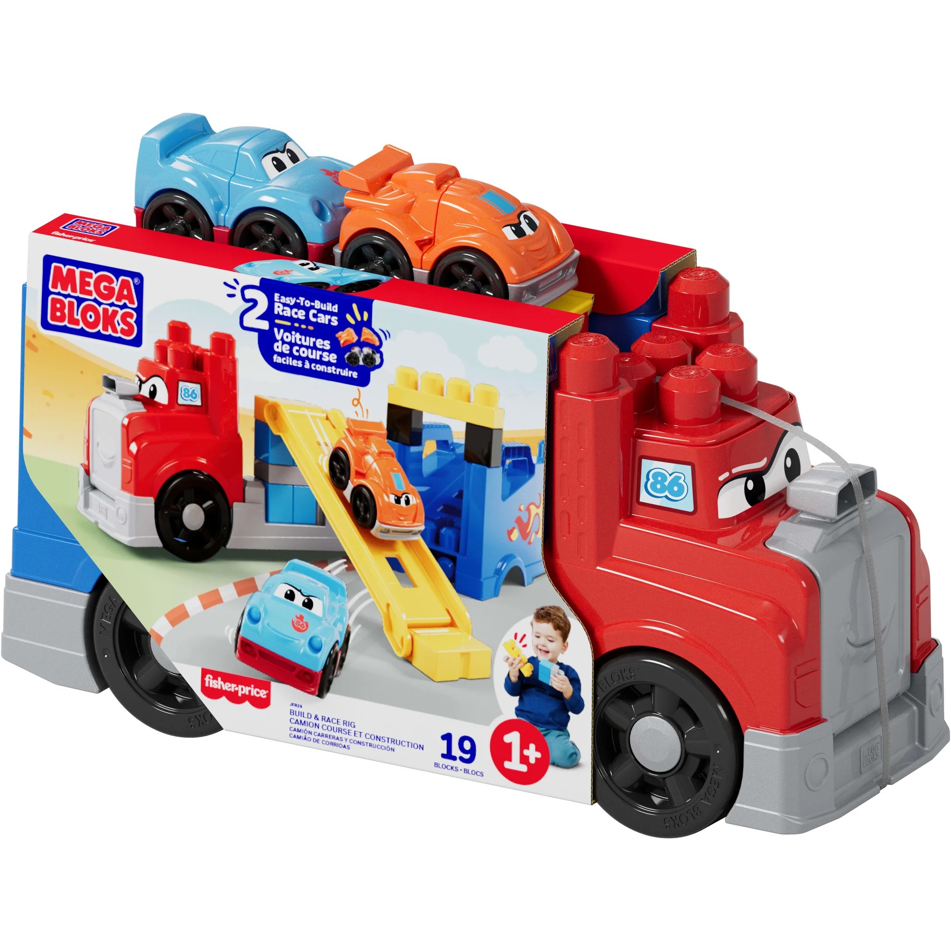 MEGA BLOKS - First Builders Build & Race Rig Toy Blocks - Mattel