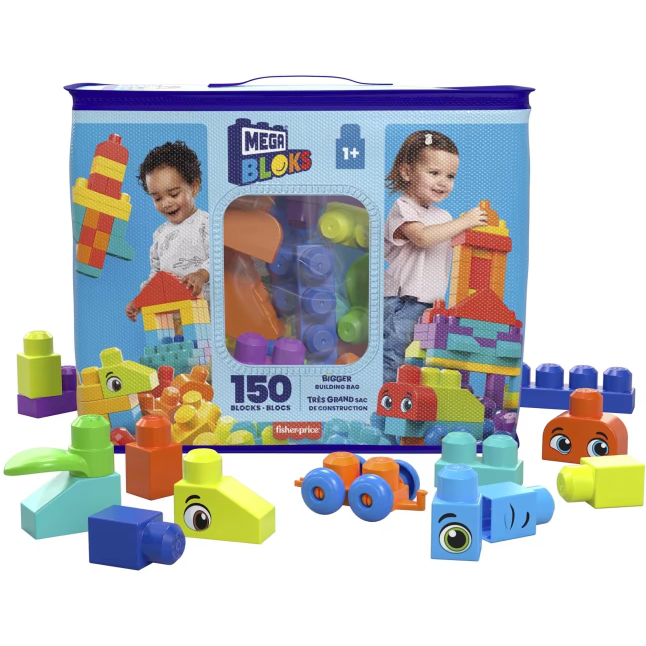 MEGA BLOKS - Fisher-Price Bigger Building Bag 150 Blocks - Mattel