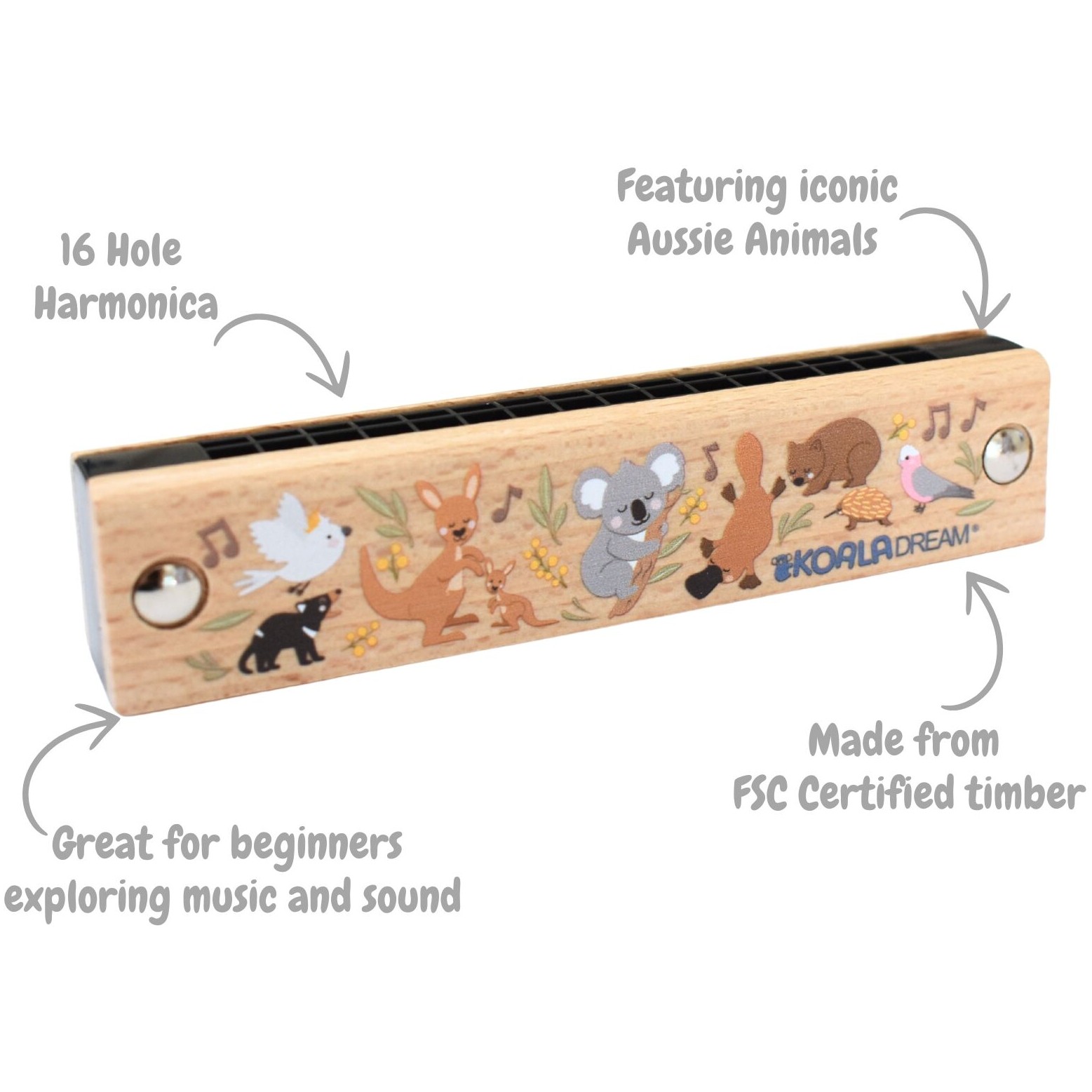 Koala Dream - Bush Buddies Aussie Animals Wooden Harmonica - Image 4