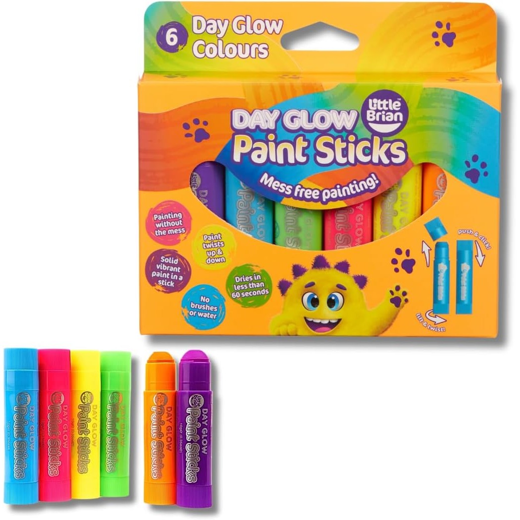 Little Brian - Paint Sticks Day Glow Colours 6 Pack